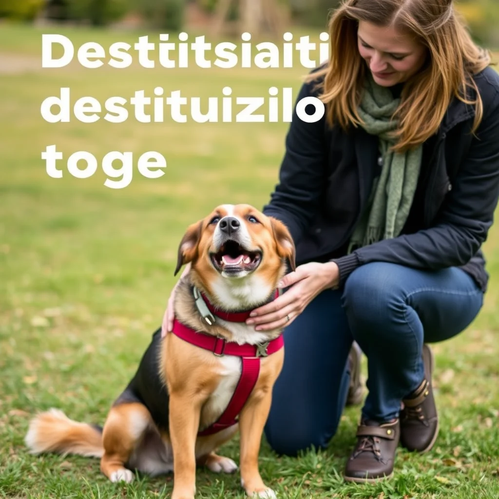 Entrenador con perro nervioso en el exterior.