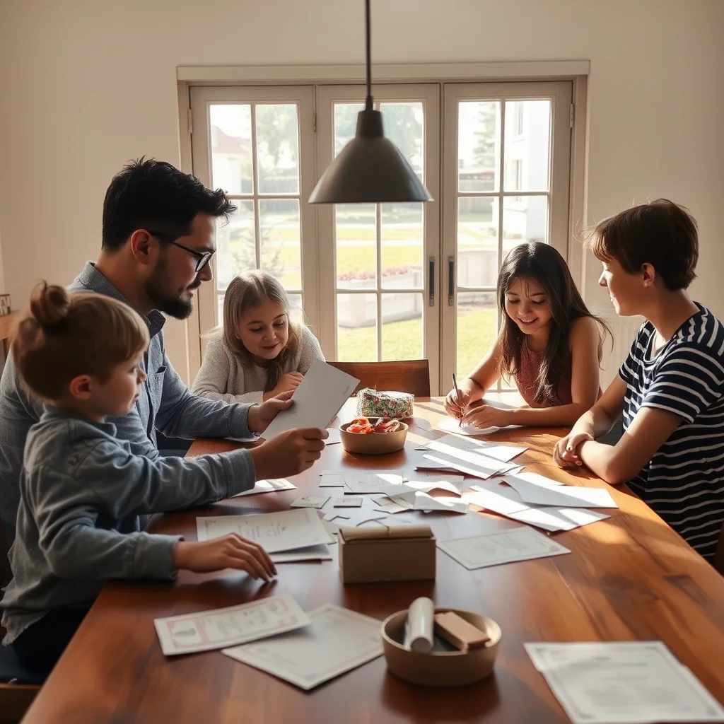 Familia eligiendo escuela en casa.