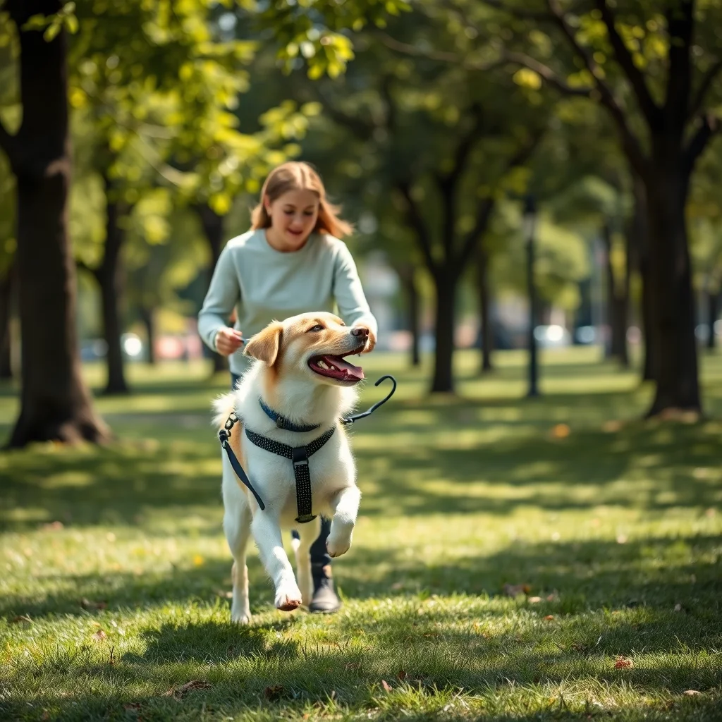 Entrenador juega a buscar con un perro.